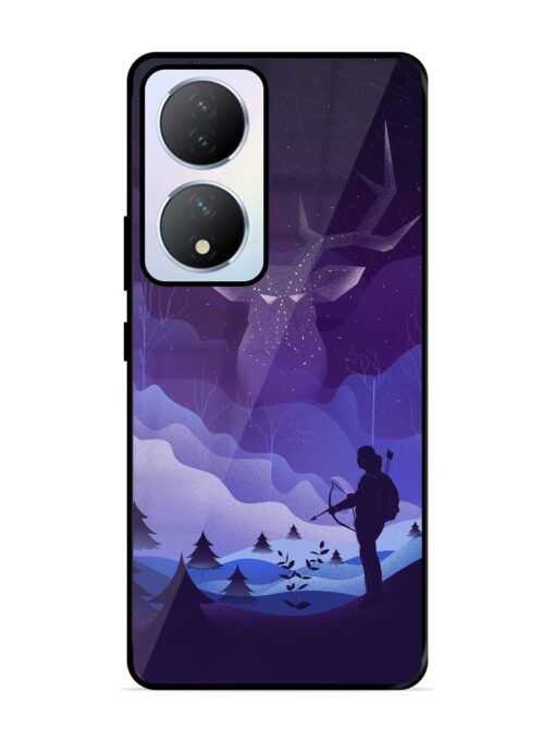 Deer Forest River Glossy Metal Phone Cover for Vivo Y100A (5G) Zapvi