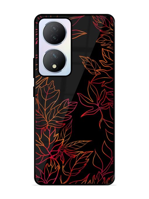 Red Floral Pattern Glossy Metal Phone Cover for Vivo Y100A (5G) Zapvi