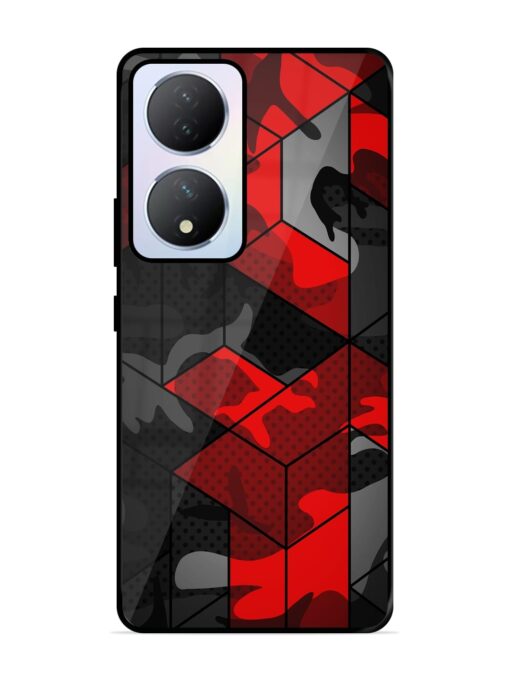 Royal Red Camouflage Pattern Glossy Metal Phone Cover for Vivo Y100A (5G) Zapvi