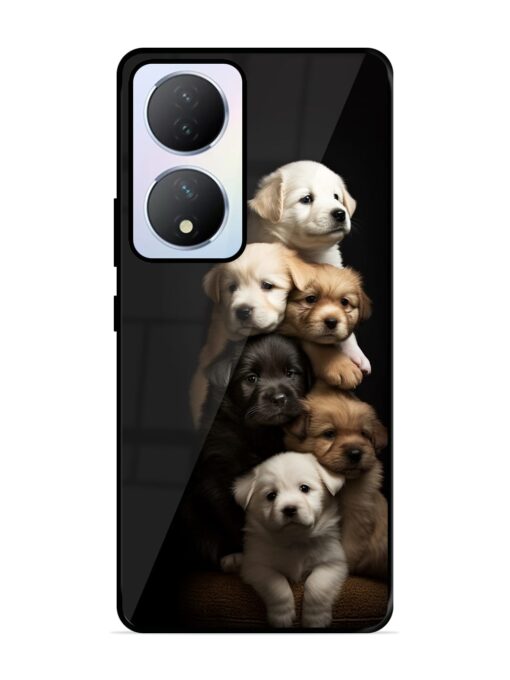 Cute Baby Dogs Glossy Metal Phone Cover for Vivo Y100A (5G) Zapvi