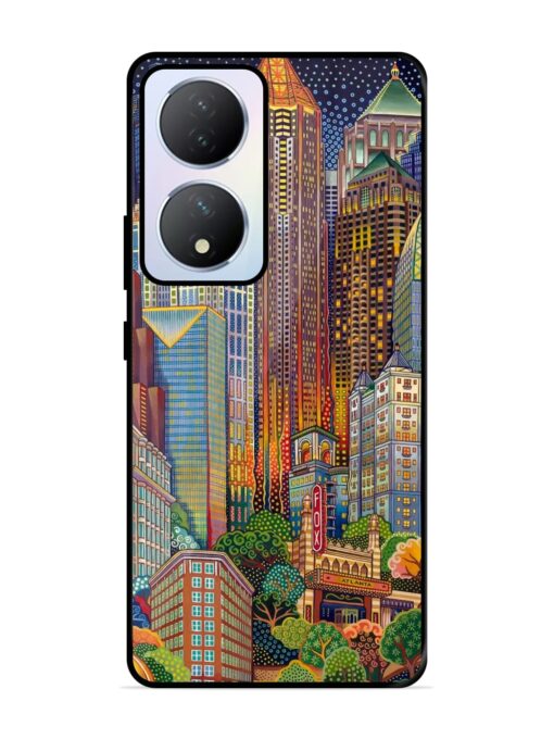 Cityscapes Art Glossy Metal Phone Cover for Vivo Y100A (5G) Zapvi