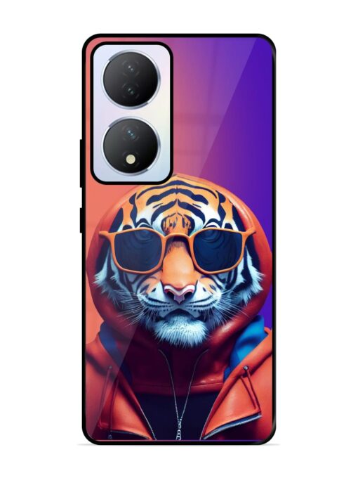 Tiger Animation Glossy Metal Phone Cover for Vivo Y100A (5G) Zapvi