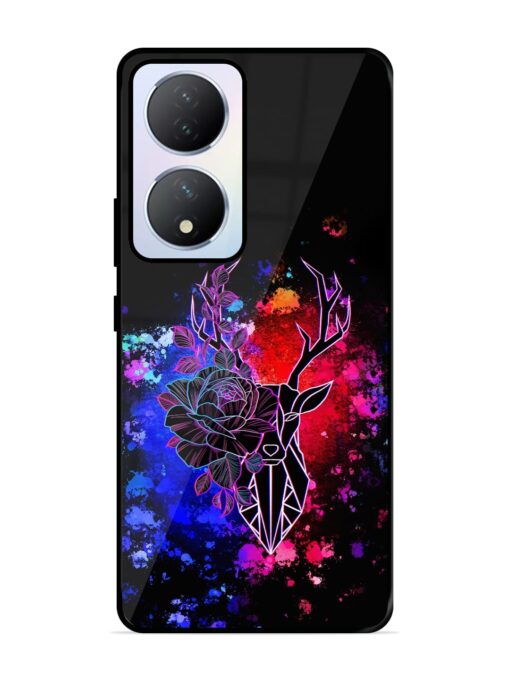 Floral Deer Art Glossy Metal Phone Cover for Vivo Y100A (5G) Zapvi