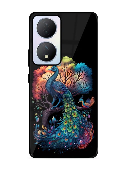 Peacock Tree Art Glossy Metal Phone Cover for Vivo Y100A (5G) Zapvi