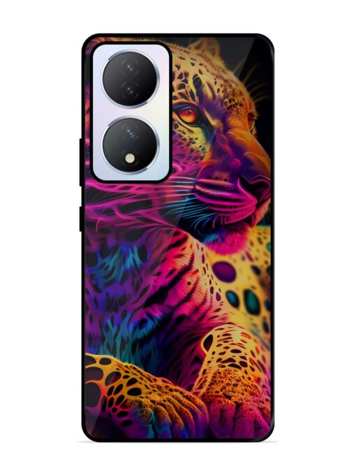 Leopard Art Glossy Metal Phone Cover for Vivo Y100A (5G) Zapvi