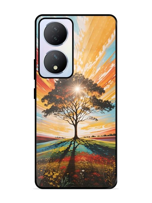 Abstract Tree Colorful Art Glossy Metal Phone Cover for Vivo Y100A (5G) Zapvi