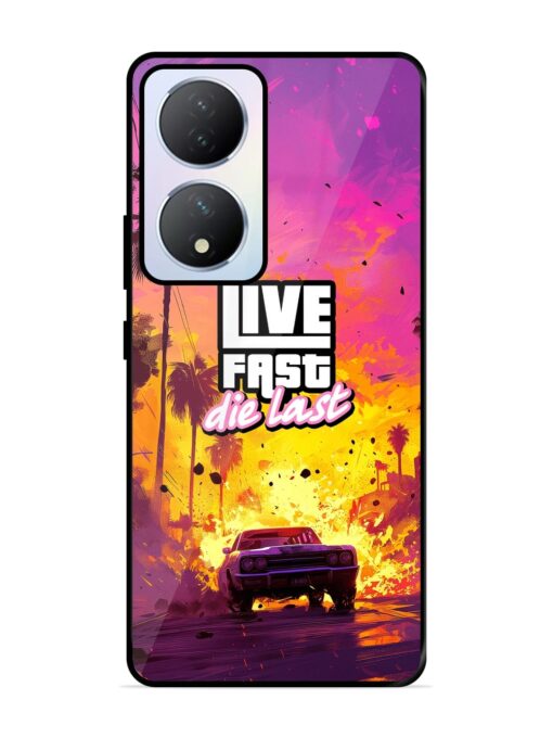 Live Fast Glossy Metal Phone Cover for Vivo Y100A (5G)