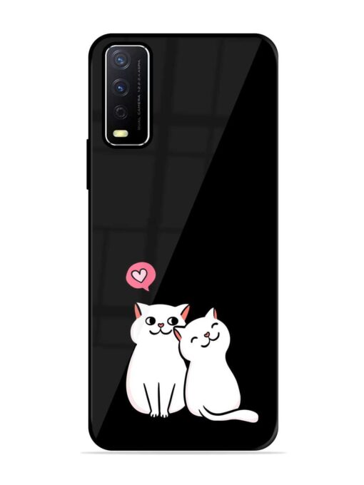 Cat Love Glossy Metal Phone Cover for Vivo Y12S Zapvi