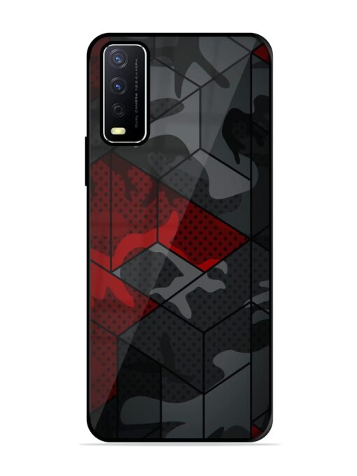 Red And Grey Pattern Glossy Metal Phone Cover for Vivo Y12S Zapvi