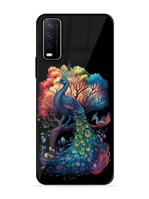 Peacock Tree Art Glossy Metal Phone Cover for Vivo Y12S Zapvi