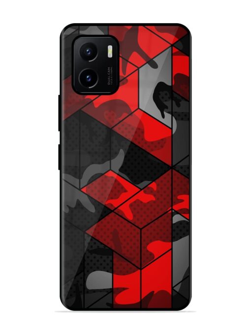 Royal Red Camouflage Pattern Glossy Metal Phone Cover for Vivo Y15S Zapvi