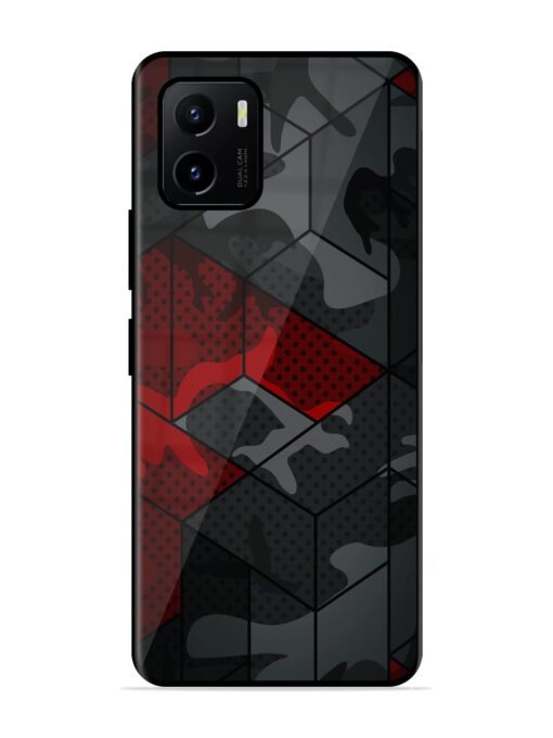 Red And Grey Pattern Glossy Metal Phone Cover for Vivo Y15S Zapvi