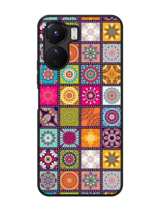 Seamless Pattern Vintage Glossy Metal Phone Cover for Vivo Y16