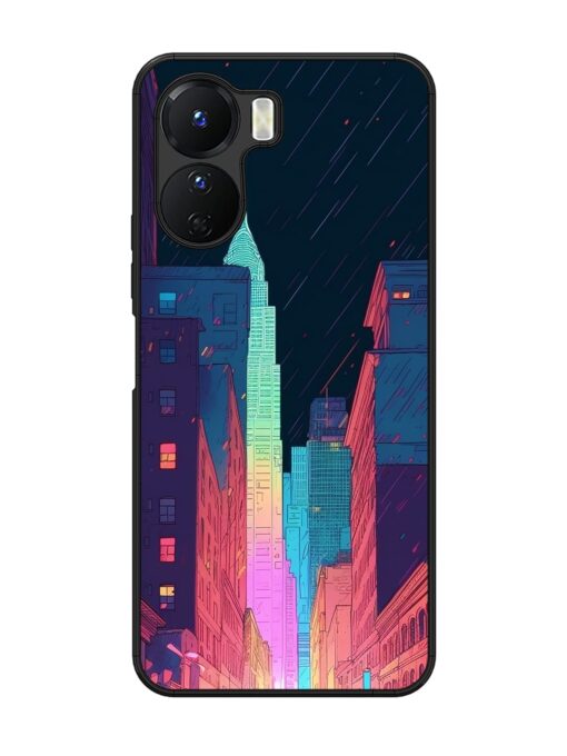 Minimal City Art Glossy Metal Phone Cover for Vivo Y16