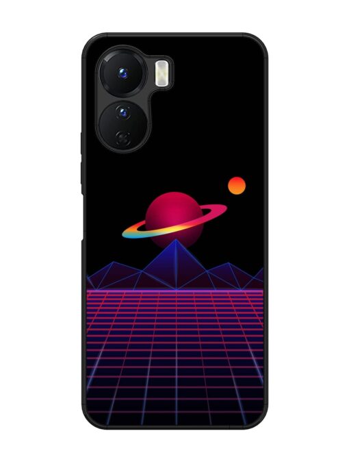 Wave Aesthetic Glossy Metal Phone Cover for Vivo Y16