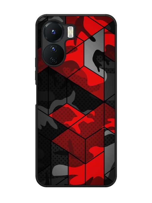 Royal Red Camouflage Pattern Glossy Metal Phone Cover for Vivo Y16