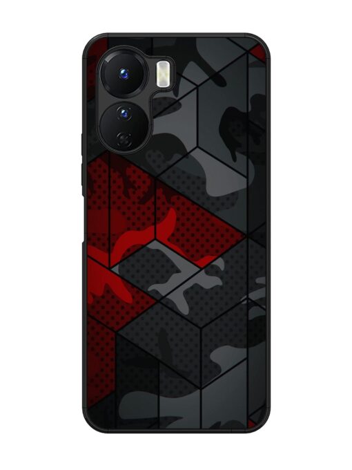 Red And Grey Pattern Glossy Metal Phone Cover for Vivo Y16 Zapvi