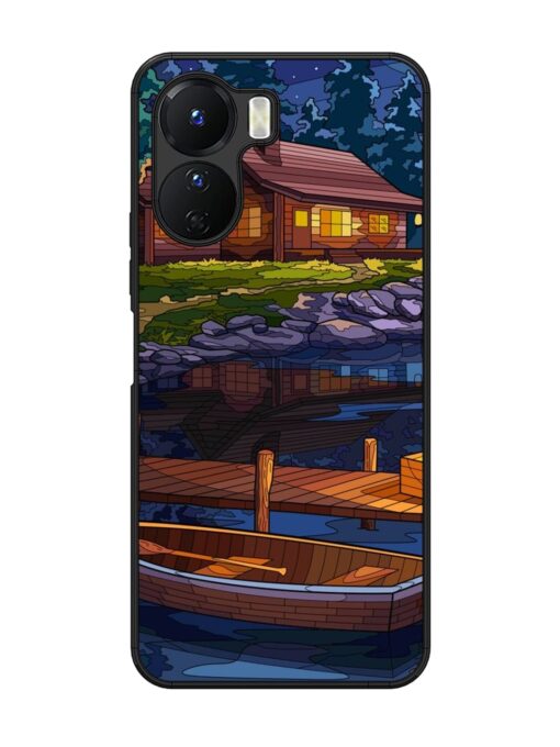 Village Night Scene Glossy Metal Phone Cover for Vivo Y16 Zapvi