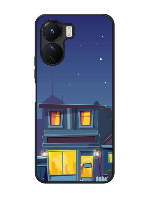 Vector Night House Glossy Metal Phone Cover for Vivo Y16 Zapvi