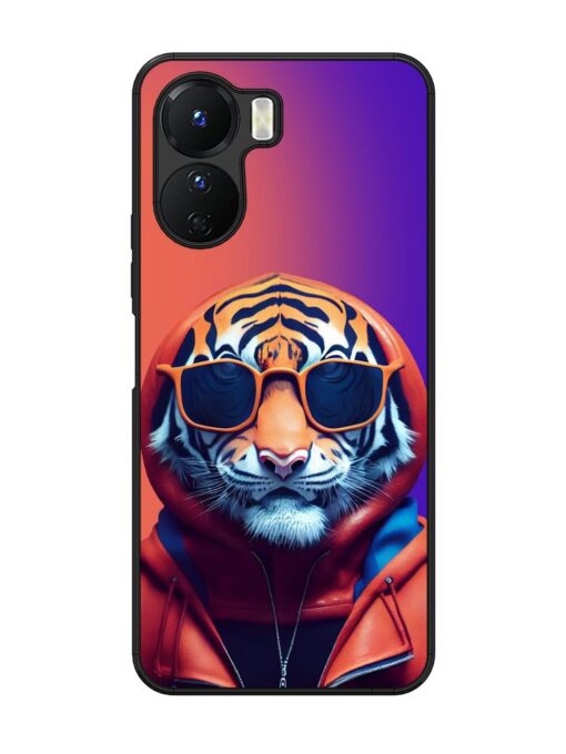 Tiger Animation Glossy Metal Phone Cover for Vivo Y16 Zapvi