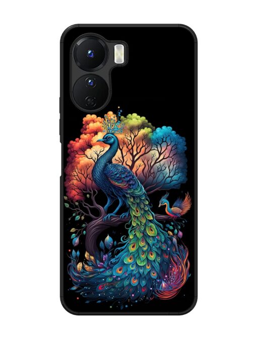 Peacock Tree Art Glossy Metal Phone Cover for Vivo Y16