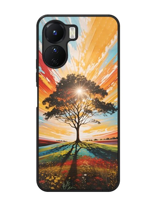 Abstract Tree Colorful Art Glossy Metal Phone Cover for Vivo Y16 Zapvi