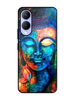 Buddha Painting Glossy Metal Phone Cover for Vivo Y17S