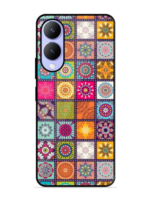 Seamless Pattern Vintage Glossy Metal Phone Cover for Vivo Y17S