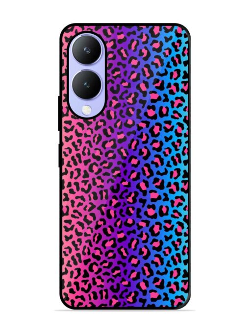 Colorful Leopard Seamless Glossy Metal Phone Cover for Vivo Y17S