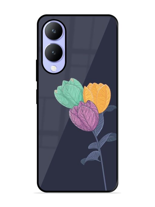 Flower Vector Glossy Metal Phone Cover for Vivo Y17S