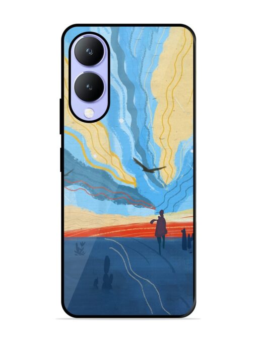 Minimal Abstract Landscape Glossy Metal Phone Cover for Vivo Y17S Zapvi