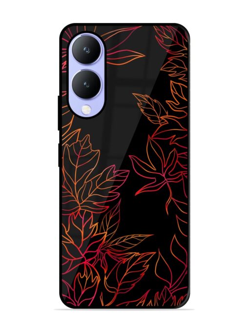 Red Floral Pattern Glossy Metal Phone Cover for Vivo Y17S