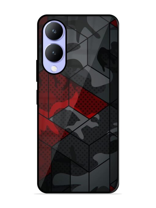 Red And Grey Pattern Glossy Metal Phone Cover for Vivo Y17S