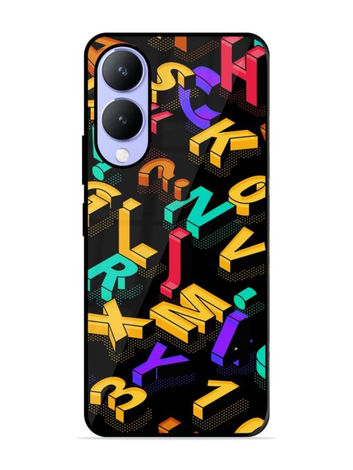 Seamless Pattern With Letters Glossy Metal Phone Cover for Vivo Y17S