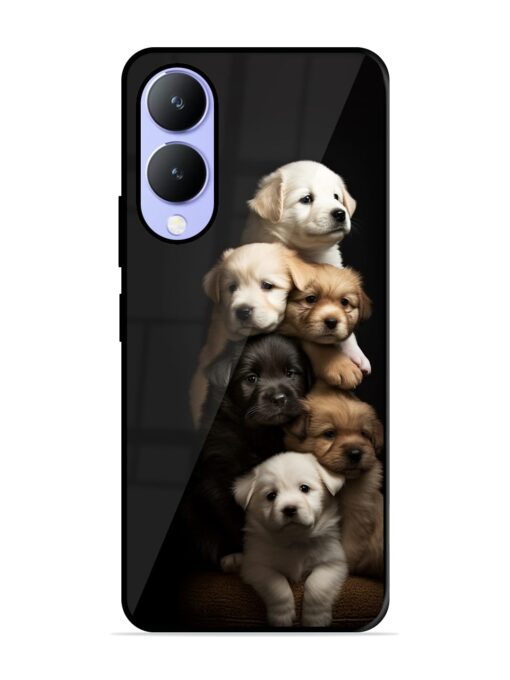 Cute Baby Dogs Glossy Metal Phone Cover for Vivo Y17S