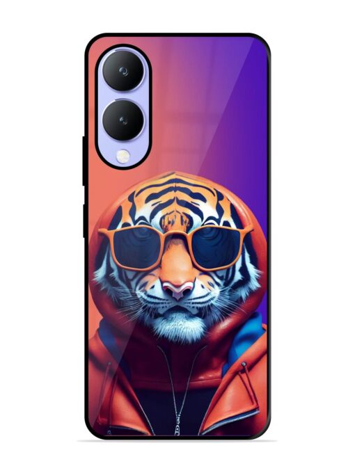 Tiger Animation Glossy Metal Phone Cover for Vivo Y17S