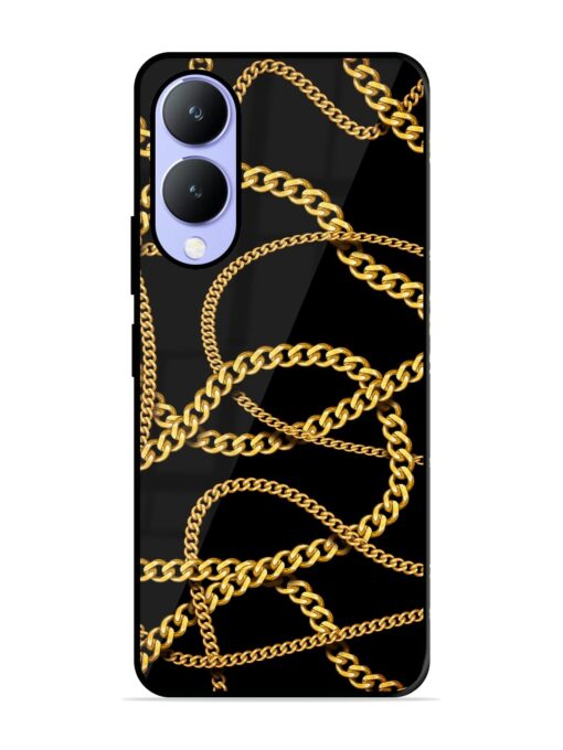 Decorative Golde Chain Glossy Metal Phone Cover for Vivo Y17S