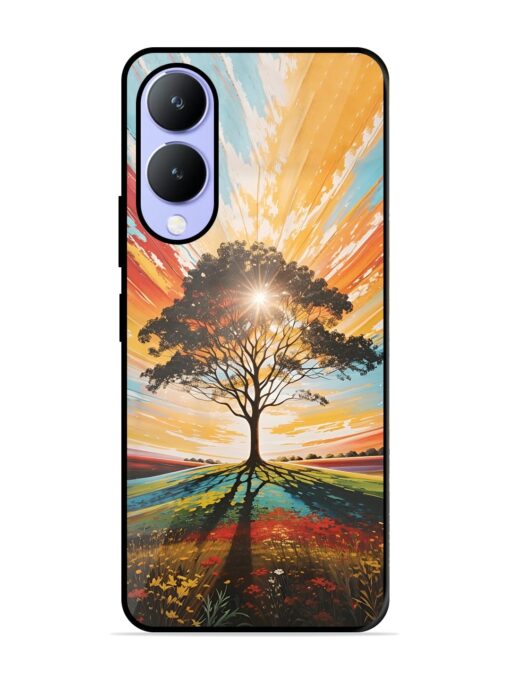 Abstract Tree Colorful Art Glossy Metal Phone Cover for Vivo Y17S