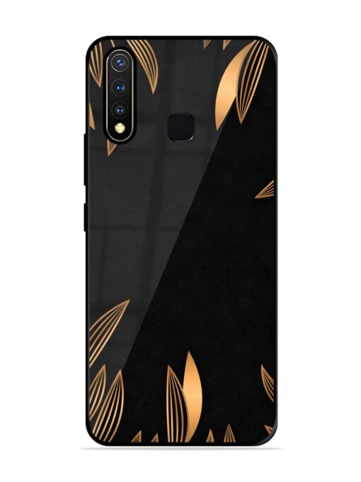 Golden Leaf Pattern Glossy Metal Phone Cover for Vivo Y19 Zapvi