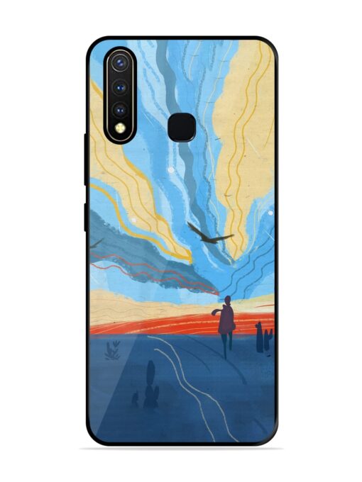 Minimal Abstract Landscape Glossy Metal Phone Cover for Vivo Y19 Zapvi