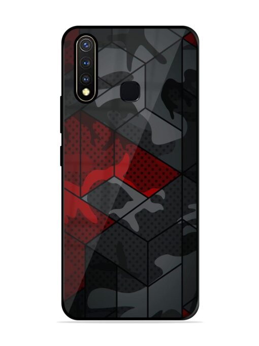 Red And Grey Pattern Glossy Metal Phone Cover for Vivo Y19 Zapvi