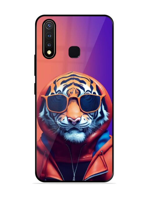 Tiger Animation Glossy Metal Phone Cover for Vivo Y19 Zapvi