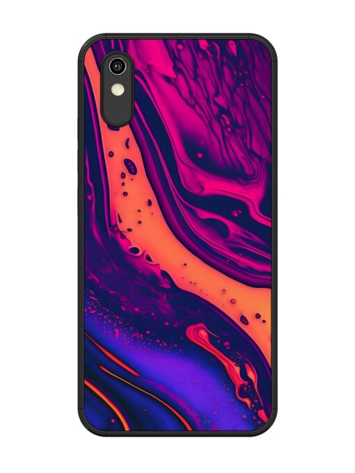 Fluid Blue Pink Art Glossy Metal Phone Cover for Vivo Y1S Zapvi