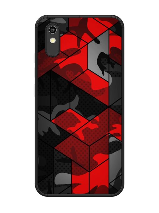 Royal Red Camouflage Pattern Glossy Metal Phone Cover for Vivo Y1S Zapvi