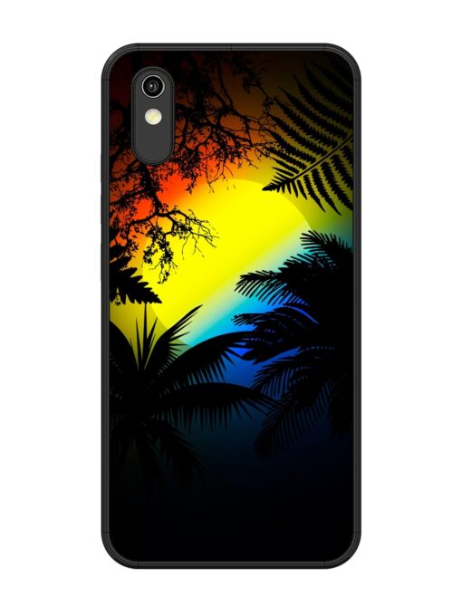 Colorful Sunset With Palm Trees Glossy Metal Phone Cover for Vivo Y1S Zapvi