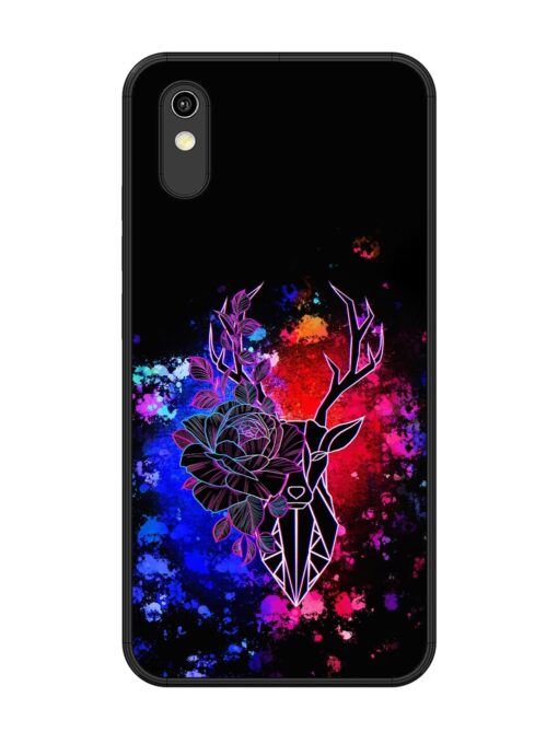 Floral Deer Art Glossy Metal Phone Cover for Vivo Y1S Zapvi