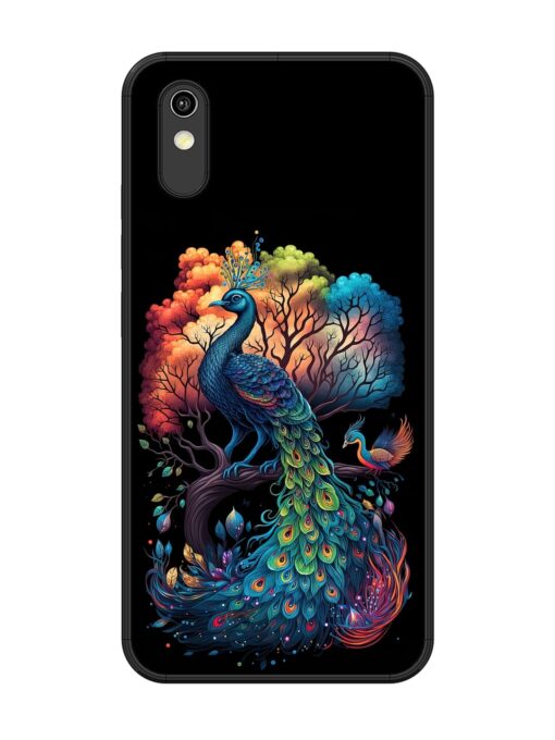 Peacock Tree Art Glossy Metal Phone Cover for Vivo Y1S Zapvi