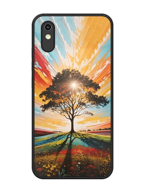 Abstract Tree Colorful Art Glossy Metal Phone Cover for Vivo Y1S Zapvi