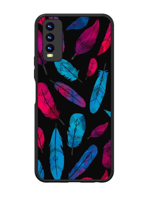 Feather Art Glossy Metal Phone Cover for Vivo Y20 Zapvi