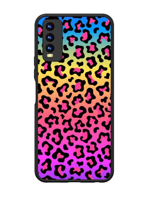 Neon Rainbow Colored Glossy Metal Phone Cover for Vivo Y20 Zapvi